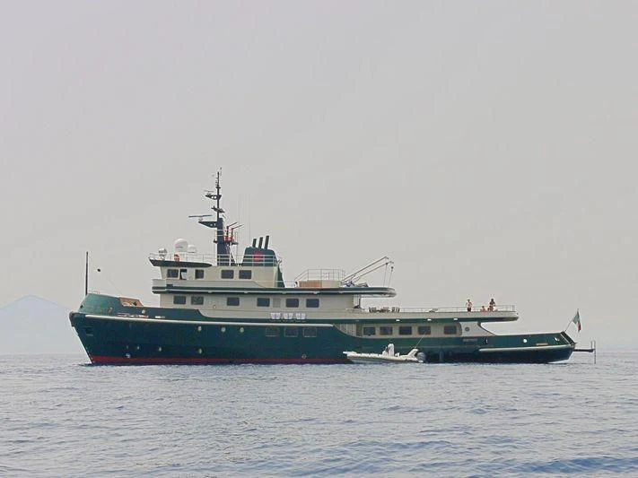 a large ship in the water aboard DADDY SHANE Yacht for Sale