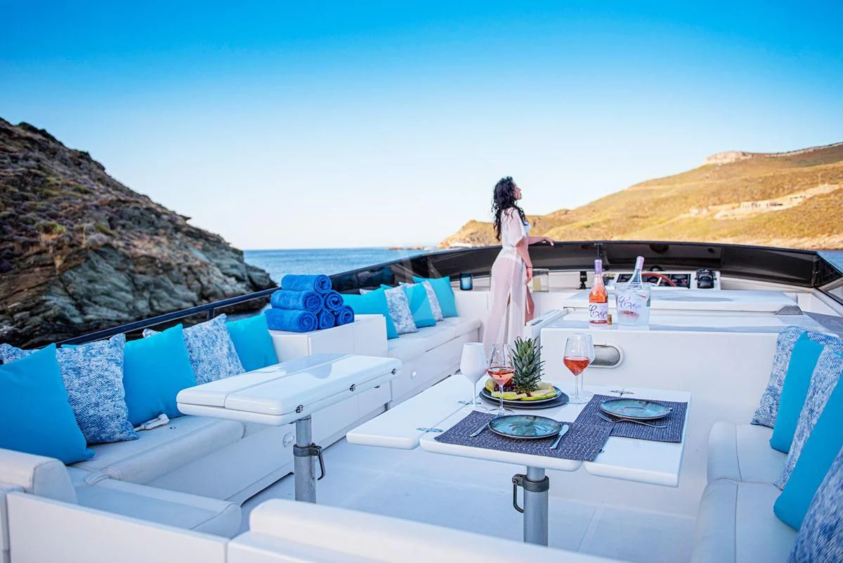 a person standing on a boat aboard WISH Yacht for Sale