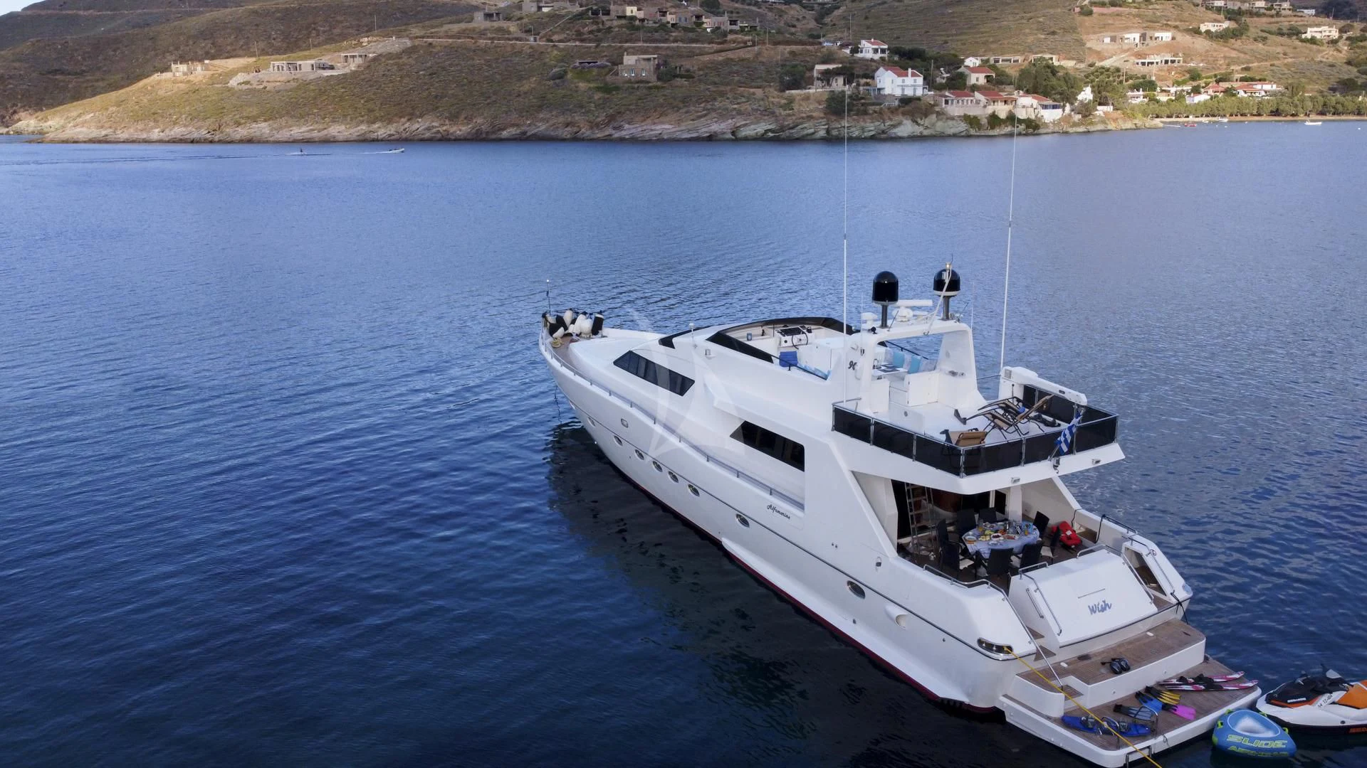 a boat in the water aboard WISH Yacht for Sale