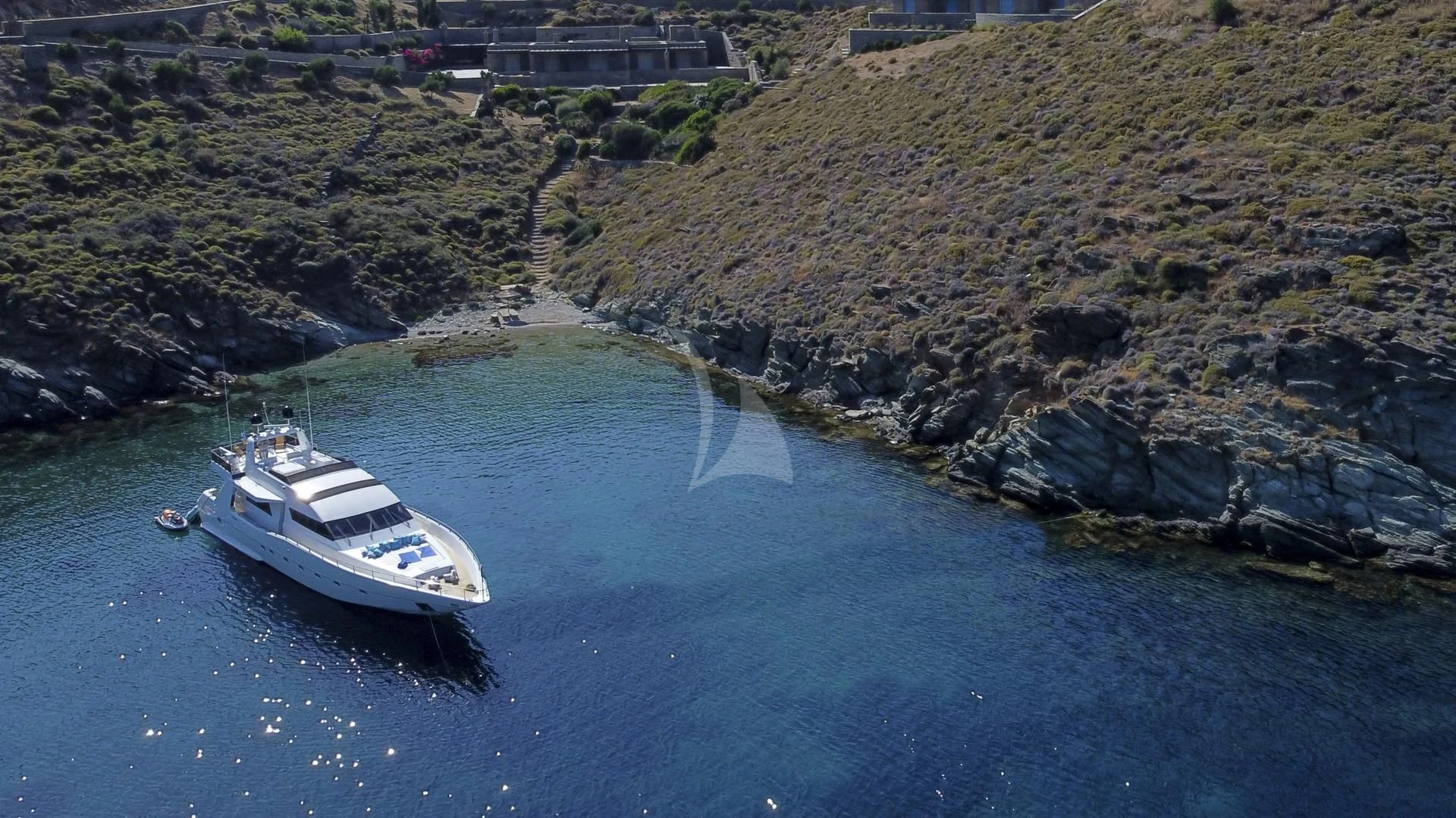 a boat on the water aboard WISH Yacht for Sale