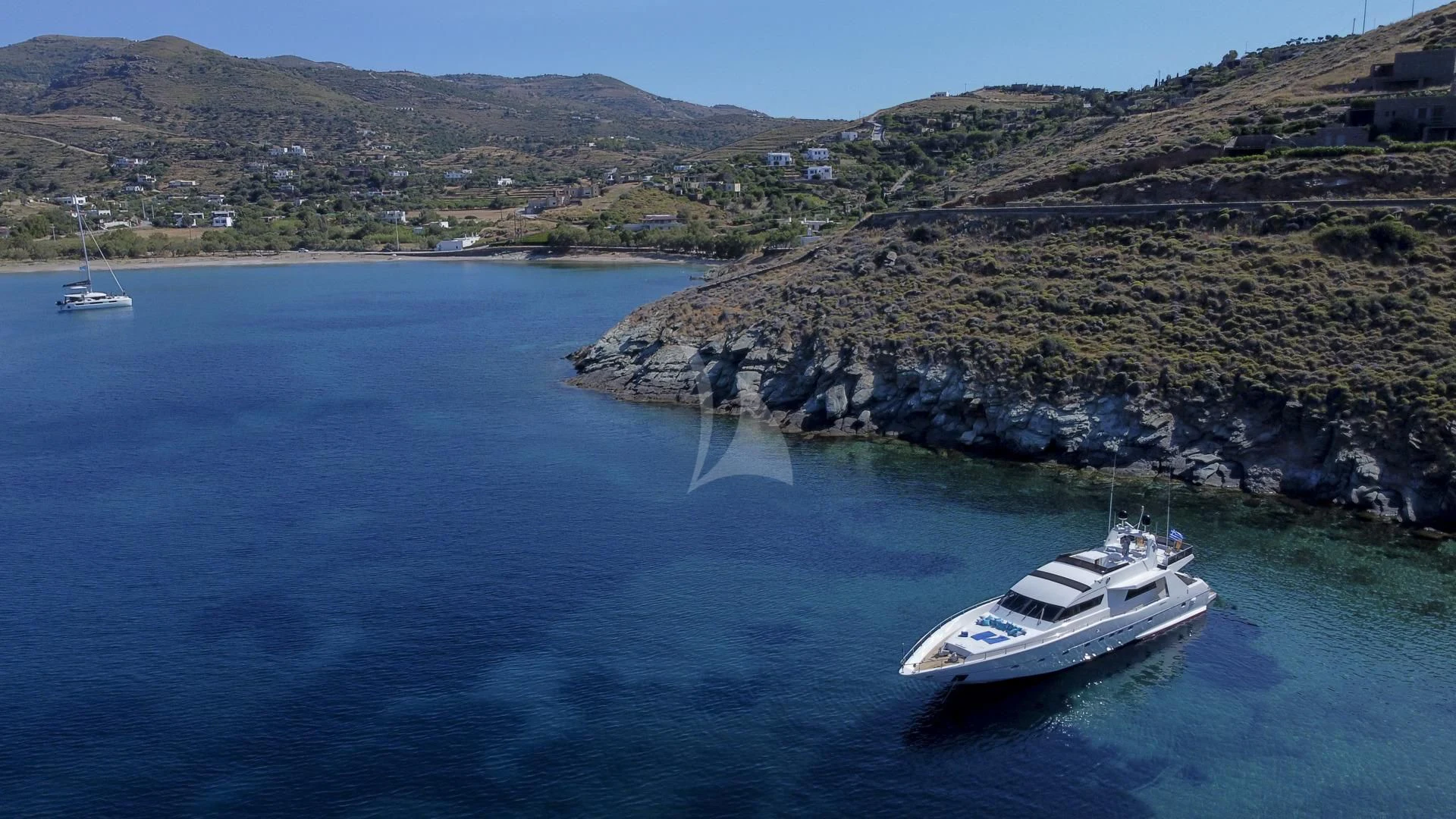 a boat sailing in the water aboard WISH Yacht for Sale