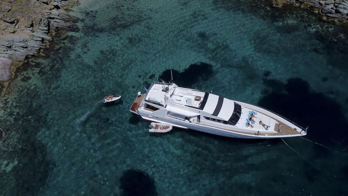 a boat on the water aboard WISH Yacht for Sale