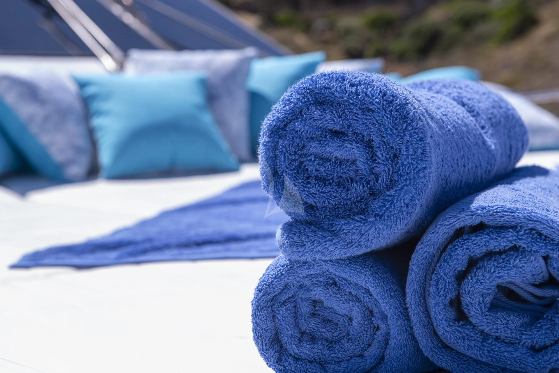 a close-up of a blue toy aboard WISH Yacht for Sale