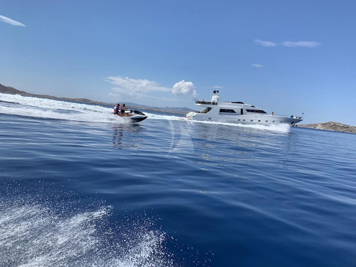a boat on the water aboard WISH Yacht for Sale
