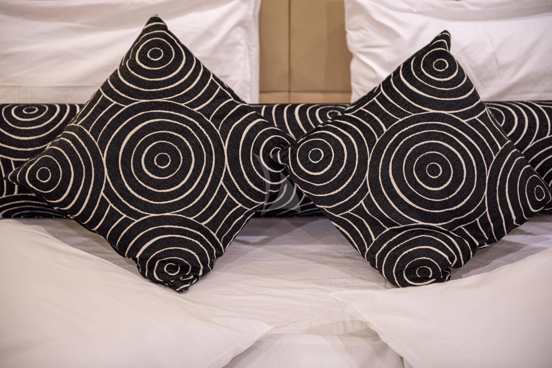 a bed with pillows aboard WISH Yacht for Sale