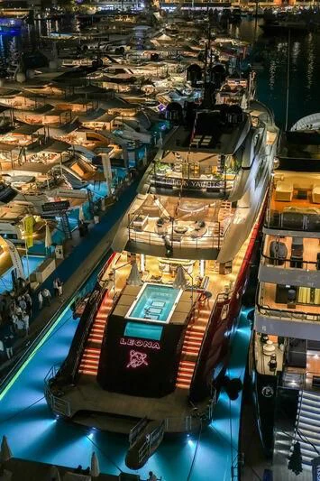 a high angle view of a city aboard LEONA Yacht for Sale