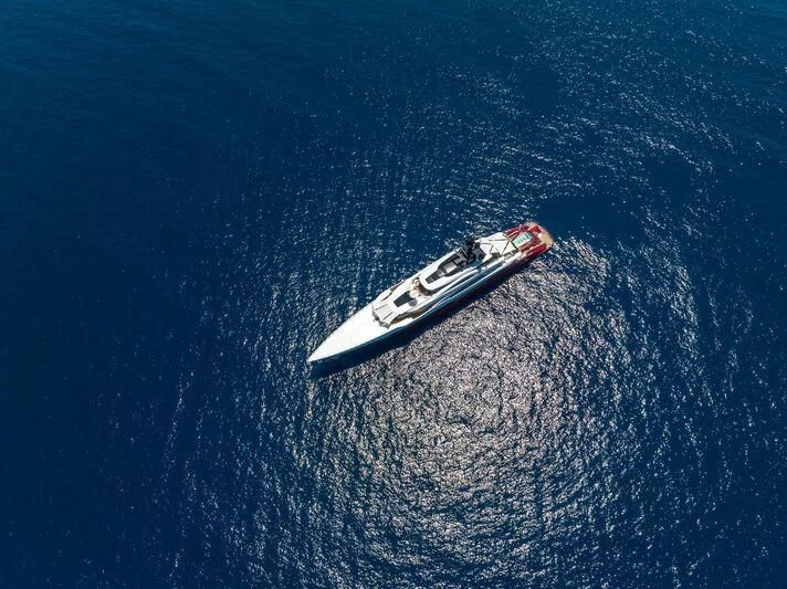 a snowmobile in the air aboard LEONA Yacht for Sale