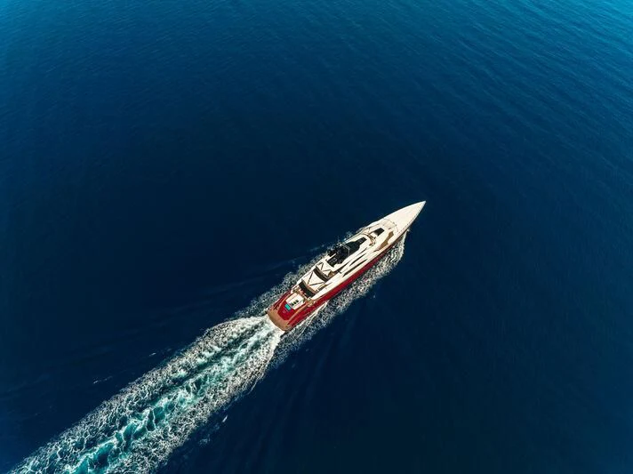 a snowboard in the air aboard LEONA Yacht for Sale