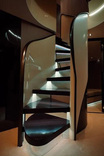 a black and white staircase aboard AZIMUT GRANDE 27/16 Yacht for Sale