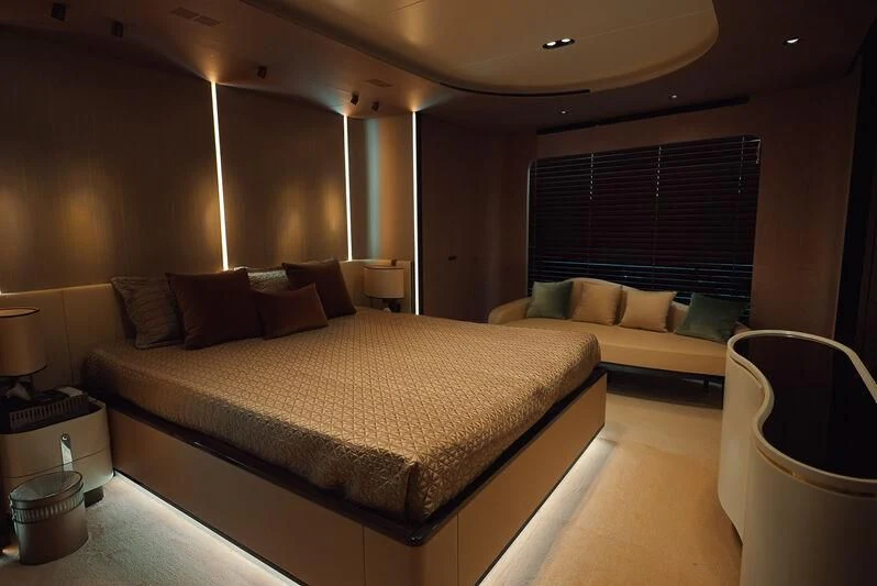 a bed in a hotel room aboard AZIMUT GRANDE 27/16 Yacht for Sale