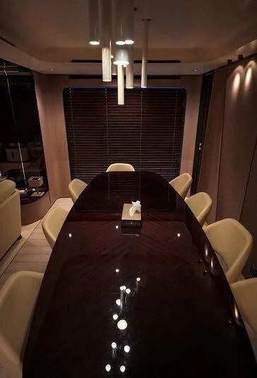 a table with a black cloth draped over it aboard AZIMUT GRANDE 27/16 Yacht for Sale