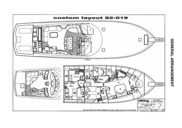 diagram, engineering drawing aboard INSTIGATOR Yacht for Sale