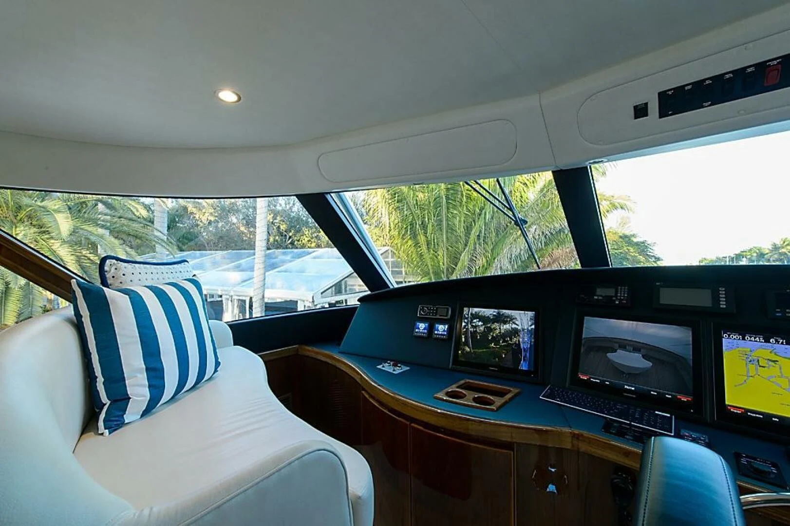 inside of a car aboard INSTIGATOR Yacht for Sale