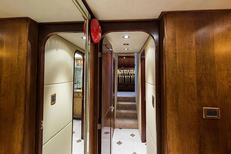 a hallway with doors aboard CASABELLA Yacht for Sale