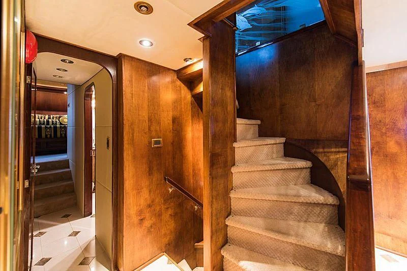 a staircase in a building aboard CASABELLA Yacht for Sale