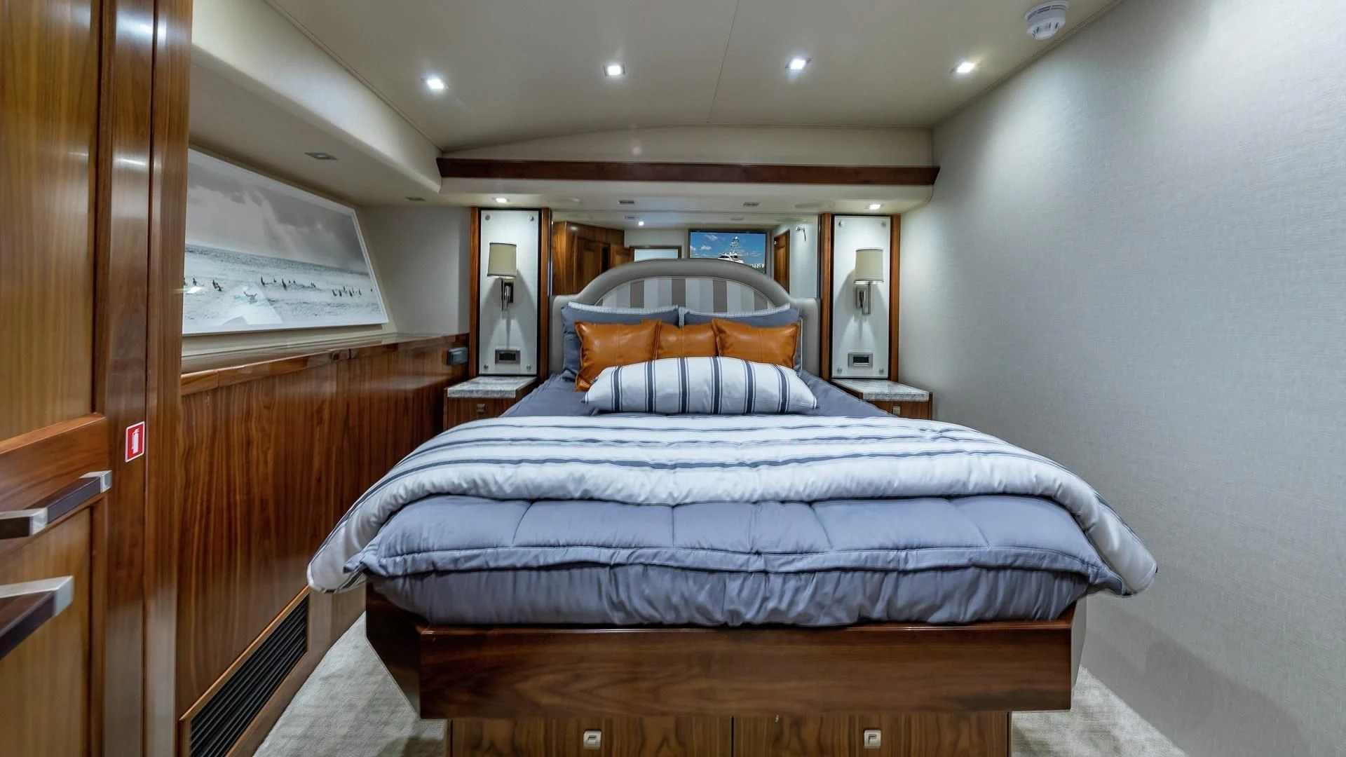 a bed in a room aboard AUSSIE RULES Yacht for Sale