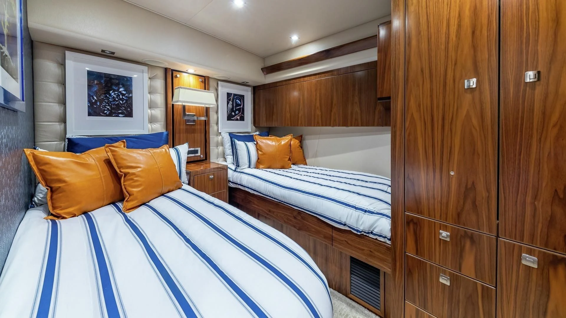 a room with two beds aboard AUSSIE RULES Yacht for Sale