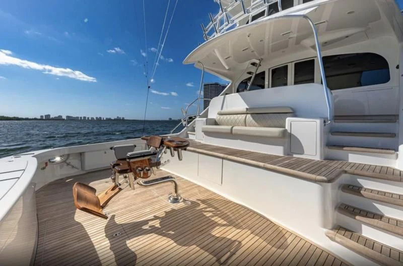 a boat on a deck aboard AUSSIE RULES Yacht for Sale