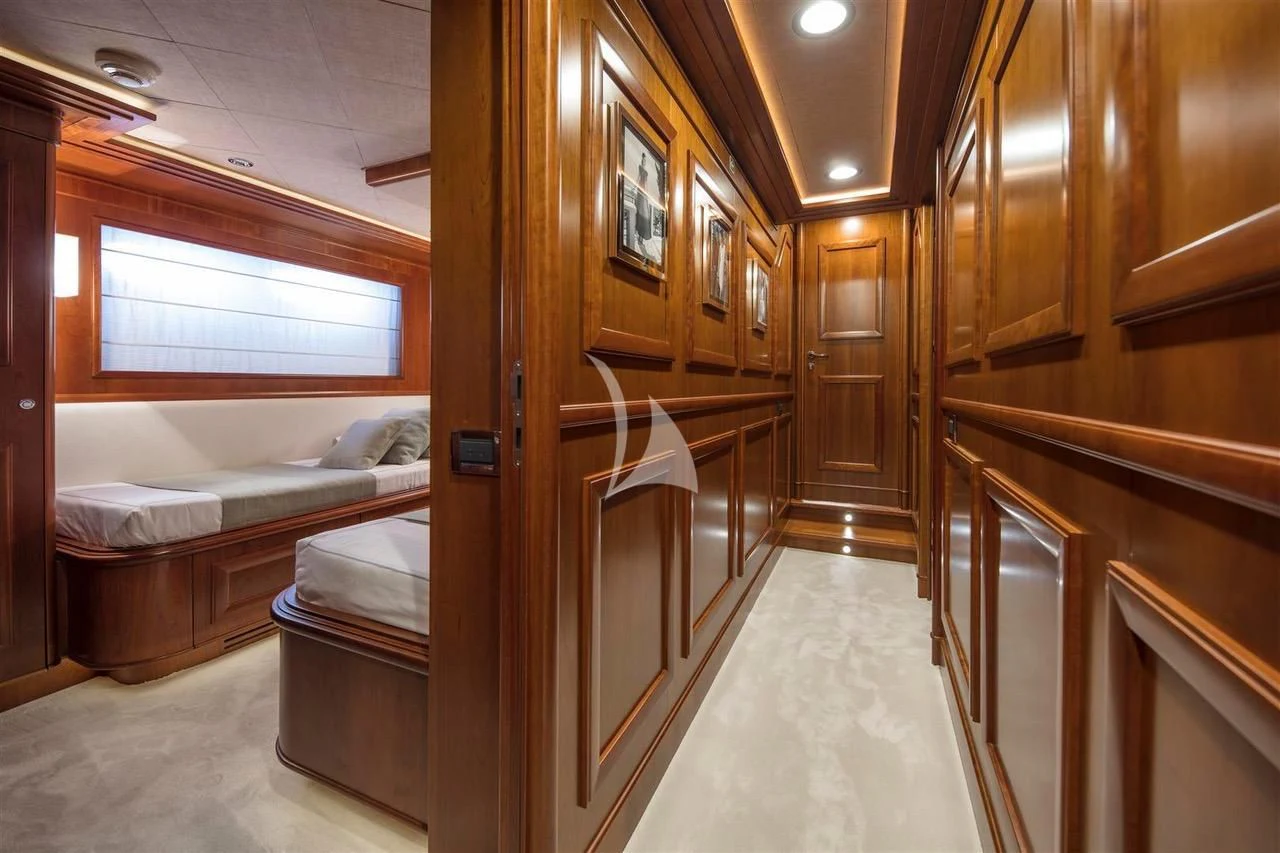 a room with bunk beds aboard ENA Yacht for Sale