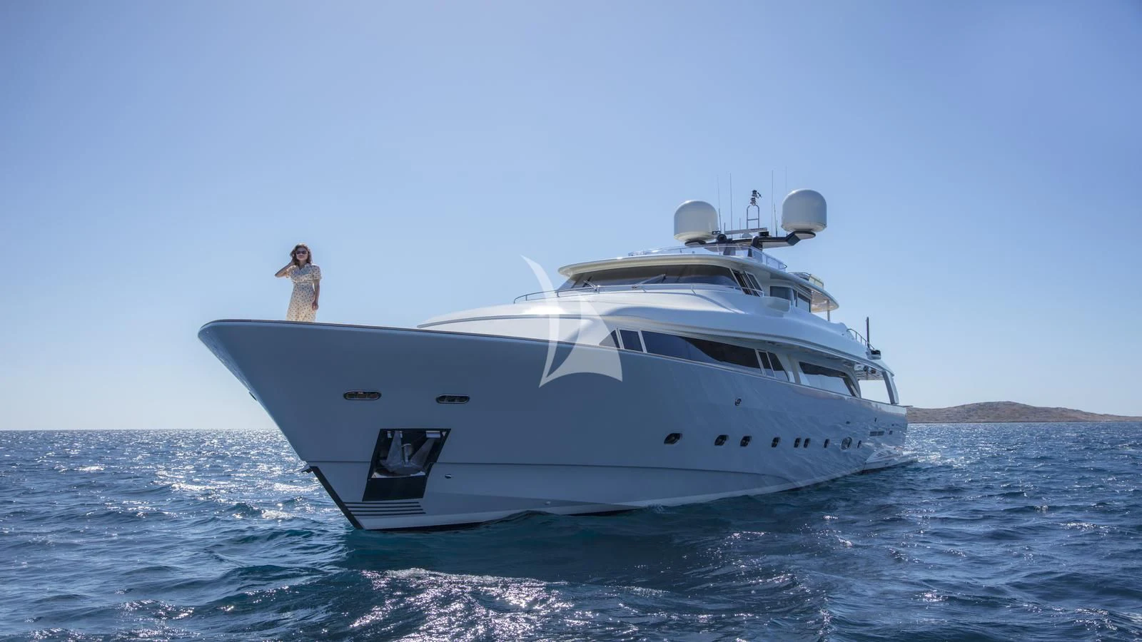 a person standing on a boat aboard ENA Yacht for Sale