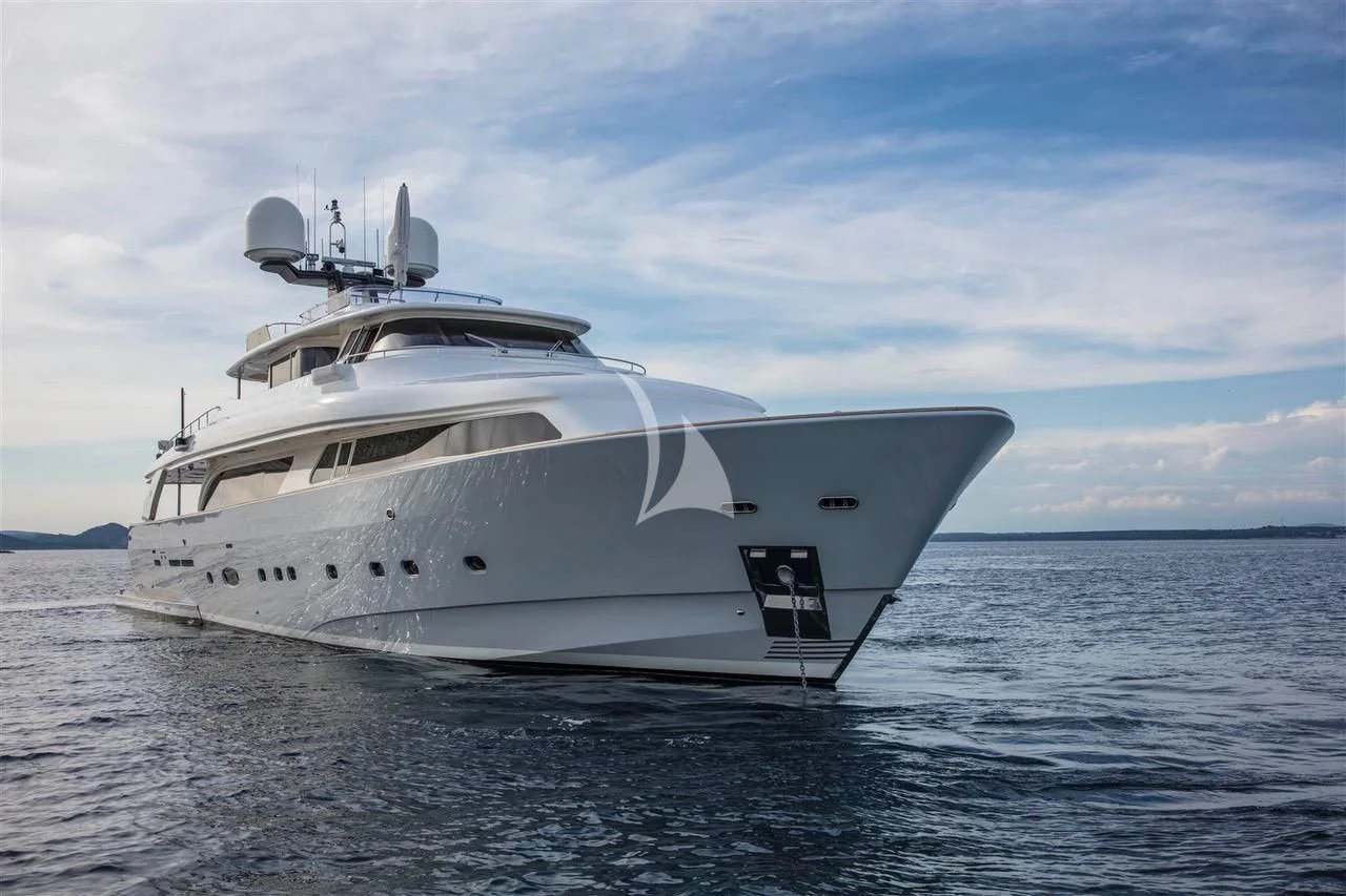 a white yacht in the water aboard ENA Yacht for Sale
