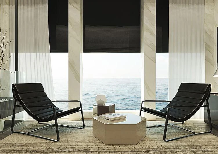 a chair and a table in front of a window aboard PAIZA ONE Yacht for Sale