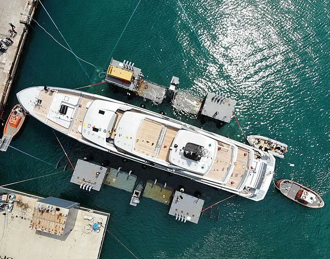 a high angle view of a ship aboard PAIZA ONE Yacht for Sale