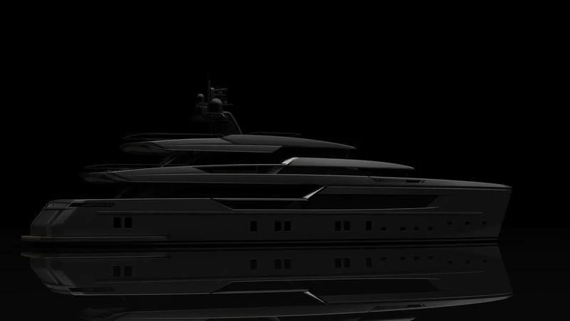 a black and white photo of a car aboard PAIZA ONE Yacht for Sale