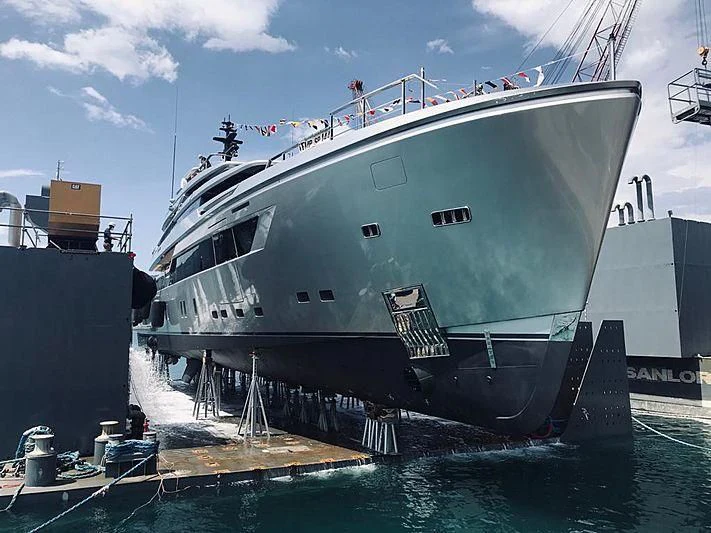 a large ship docked aboard PAIZA ONE Yacht for Sale