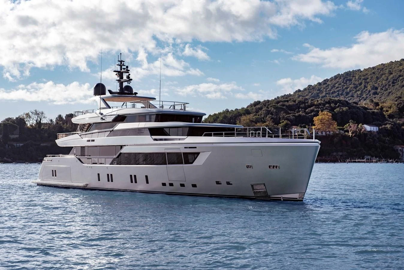 a white boat in the water aboard PAIZA ONE Yacht for Sale