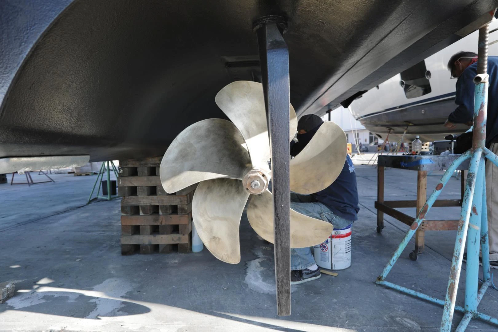 a large metal object with a large pipe coming out of it aboard CAPRICHO II Yacht for Sale