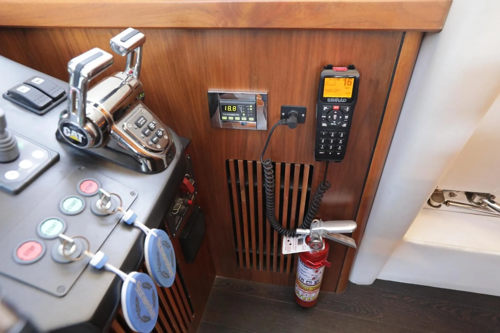 a machine with a small electrical device aboard CAPRICHO II Yacht for Sale