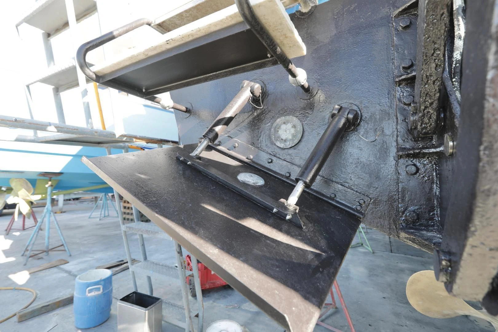 a large machine with a large piece of metal aboard CAPRICHO II Yacht for Sale