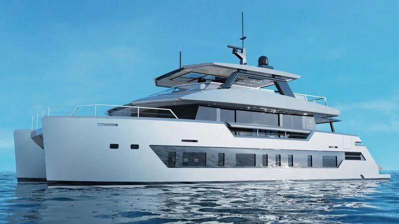 a white yacht in the water aboard SILVERCAT 24M Yacht for Sale