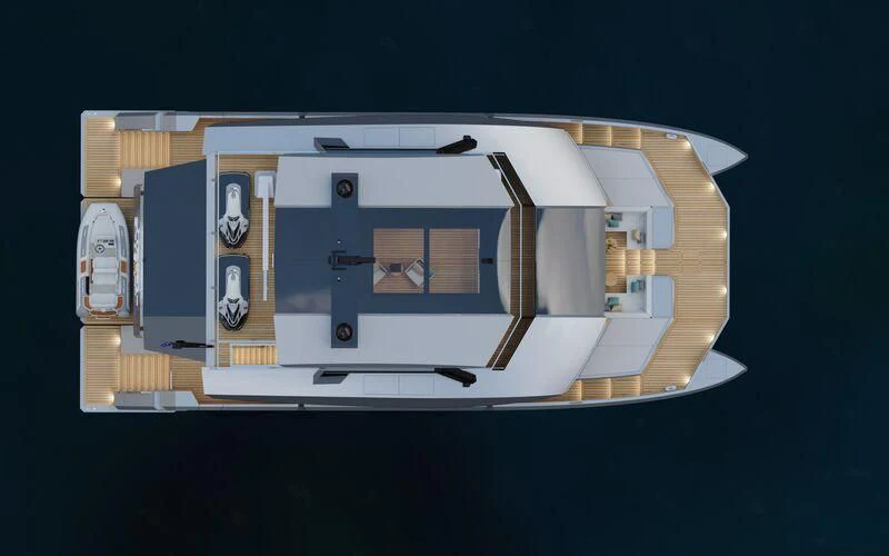 a model of a building aboard SILVERCAT 24M Yacht for Sale