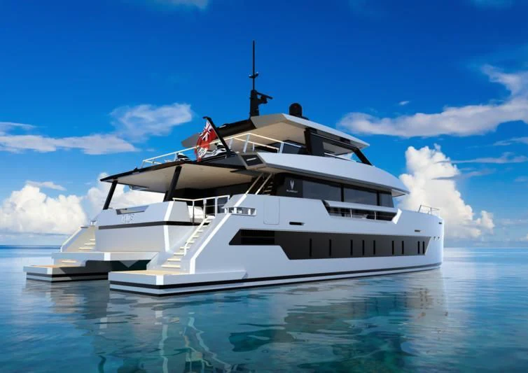 a white yacht in the water aboard SILVERCAT 24M Yacht for Sale