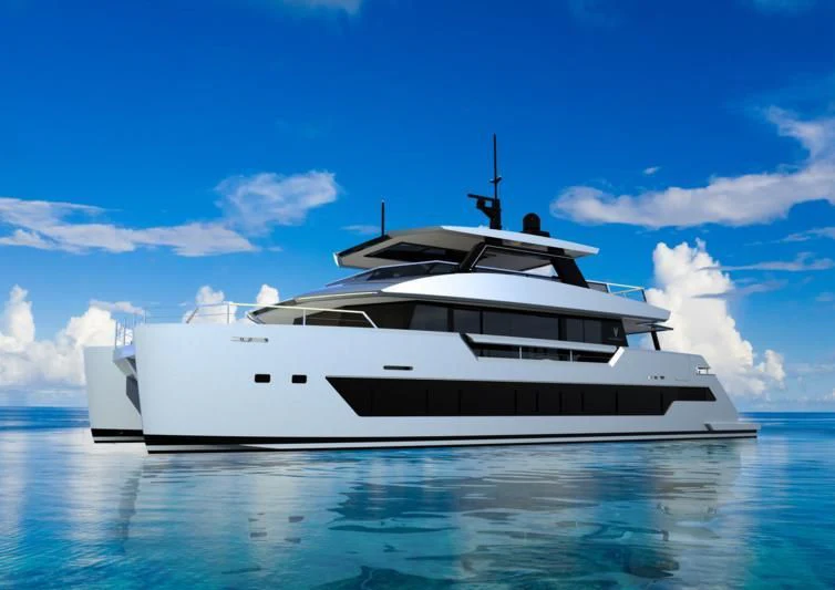 a white yacht on the water aboard SILVERCAT 24M Yacht for Sale