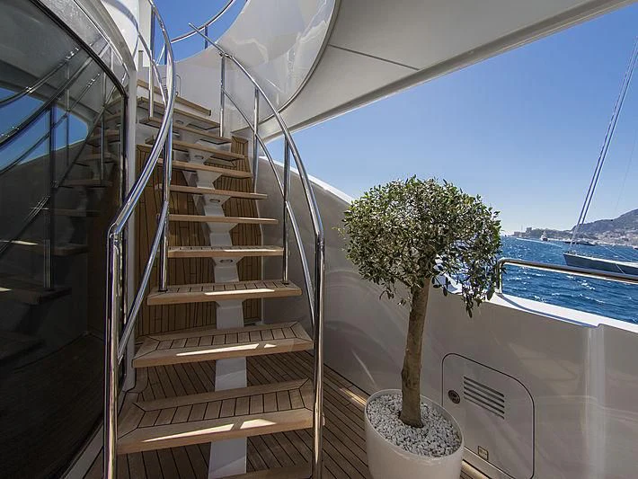 a tree in a glass box aboard SHARKFINN Yacht for Sale