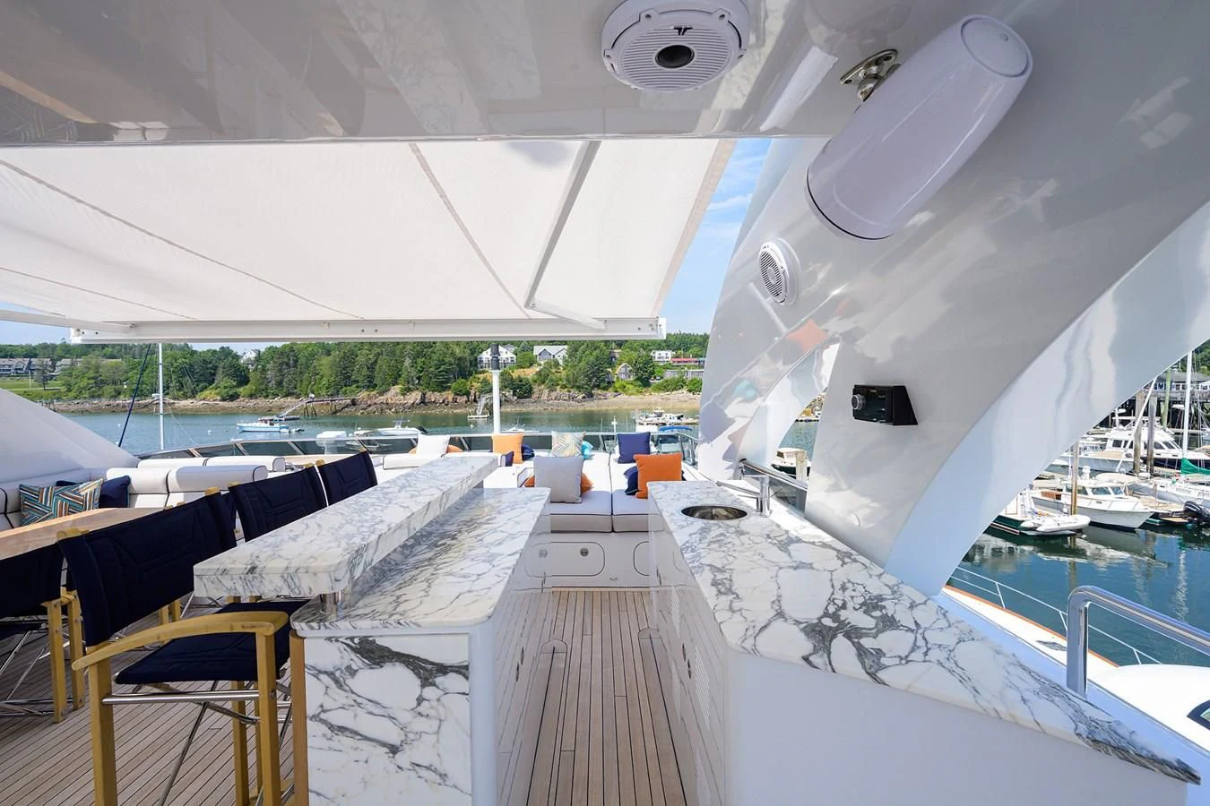 a boat on a dock aboard SHARKFINN Yacht for Sale