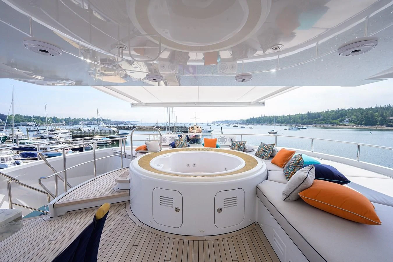 a white pot on a table aboard SHARKFINN Yacht for Sale