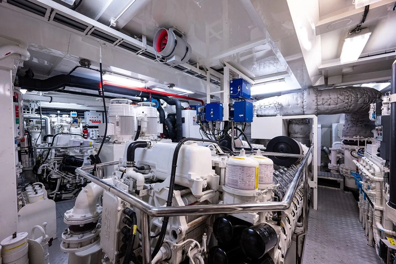 a room with machinery aboard SHARKFINN Yacht for Sale
