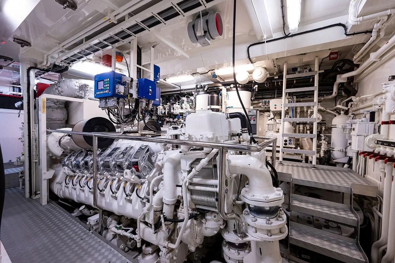 a room with machinery aboard SHARKFINN Yacht for Sale