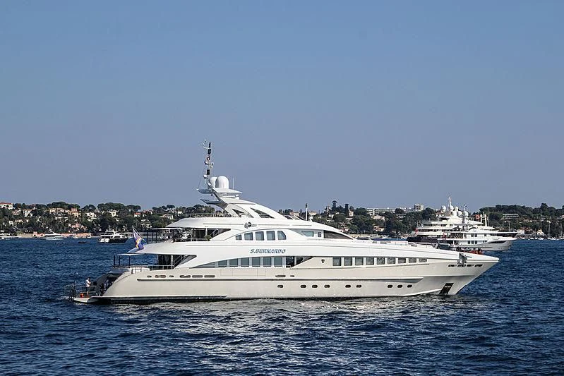 a couple of white yachts in the water aboard SHARKFINN Yacht for Sale