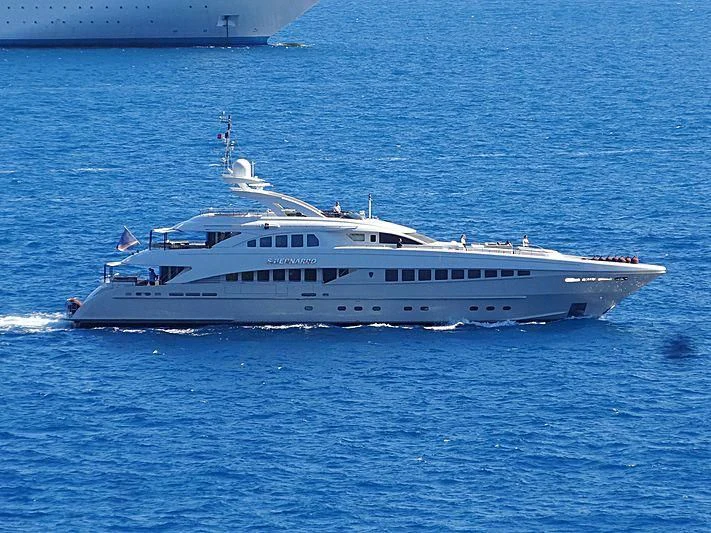a white boat in the water aboard SHARKFINN Yacht for Sale