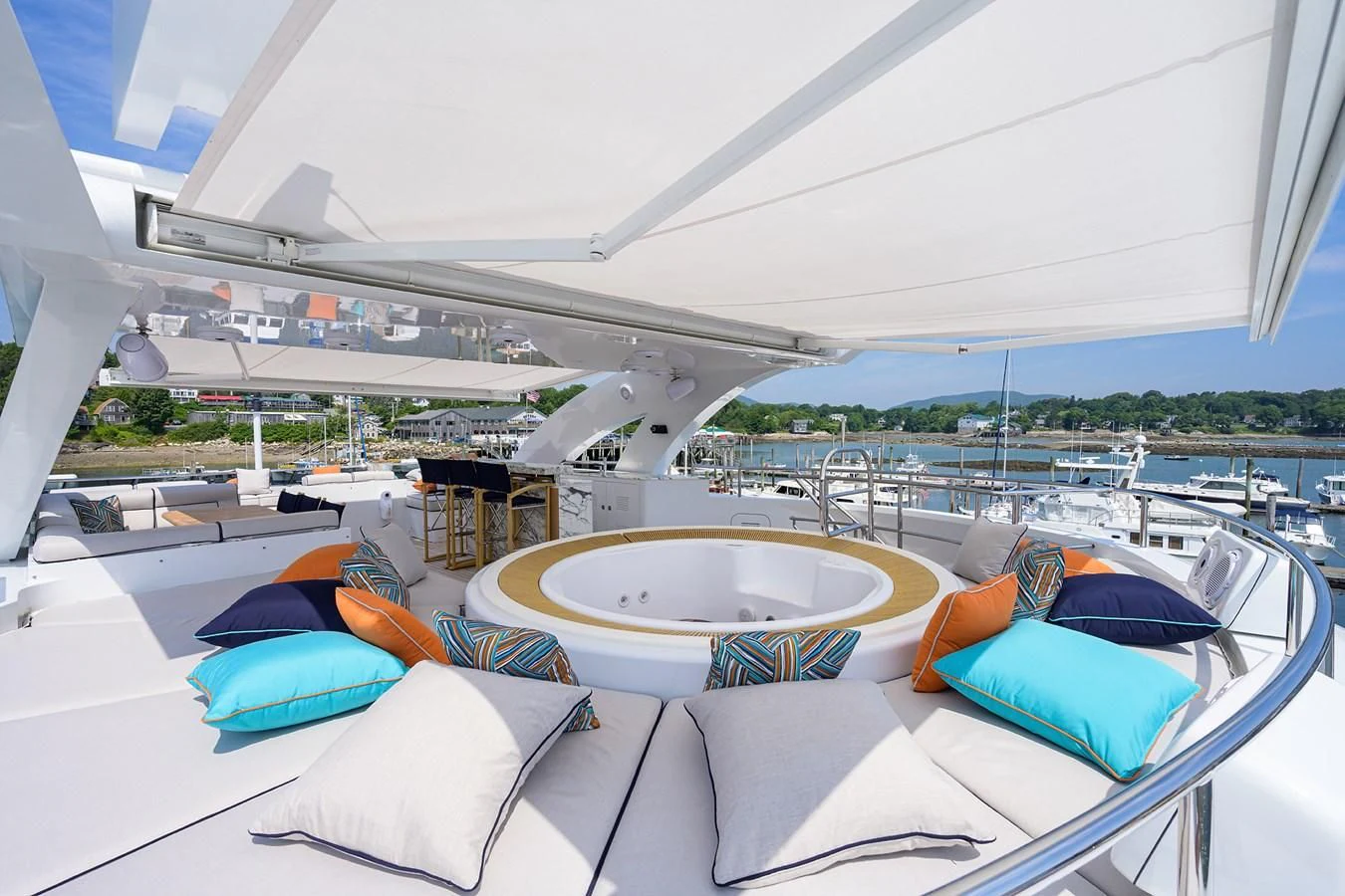 a swimming pool on a deck aboard SHARKFINN Yacht for Sale