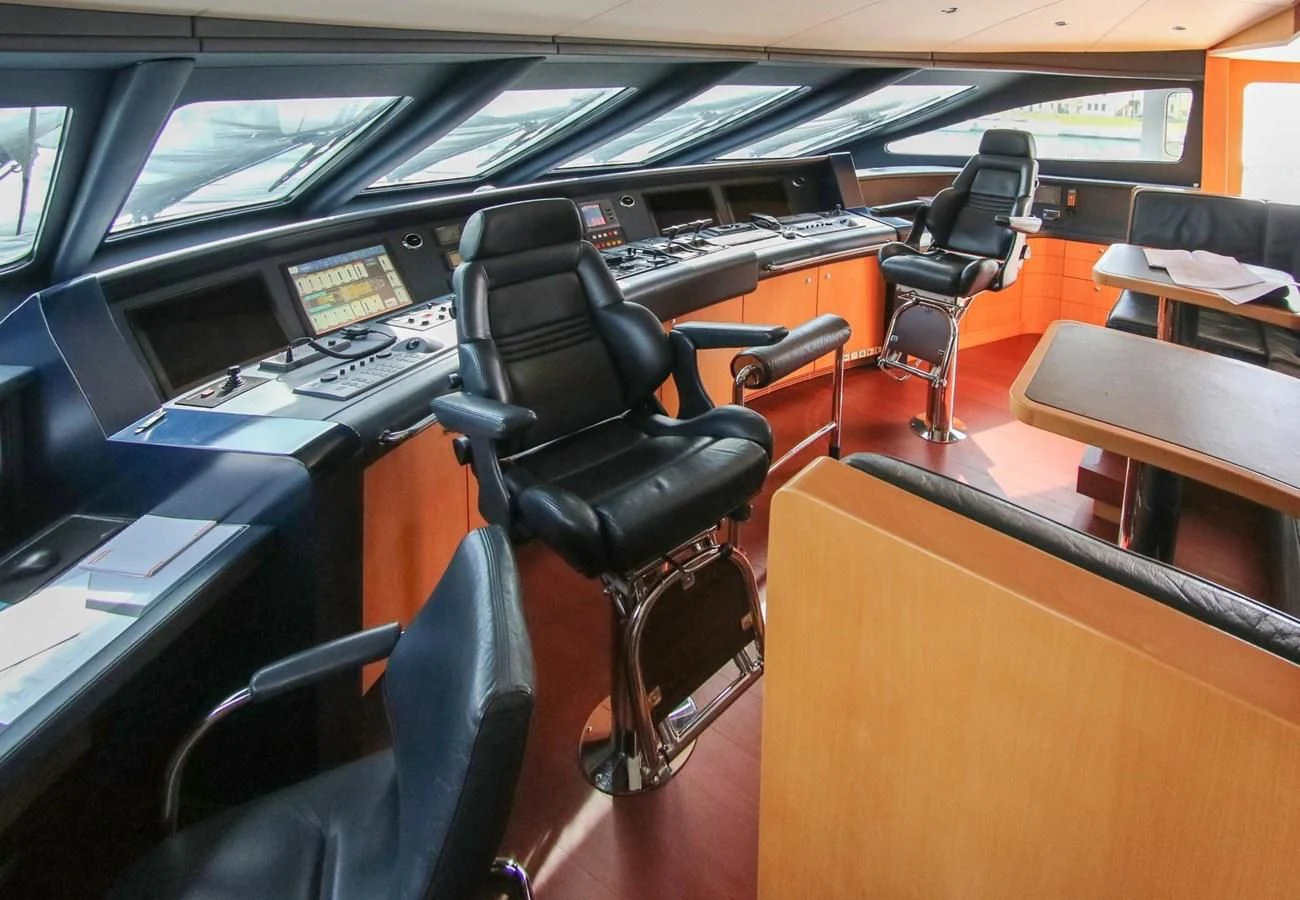 inside of a vehicle aboard SHARKFINN Yacht for Sale