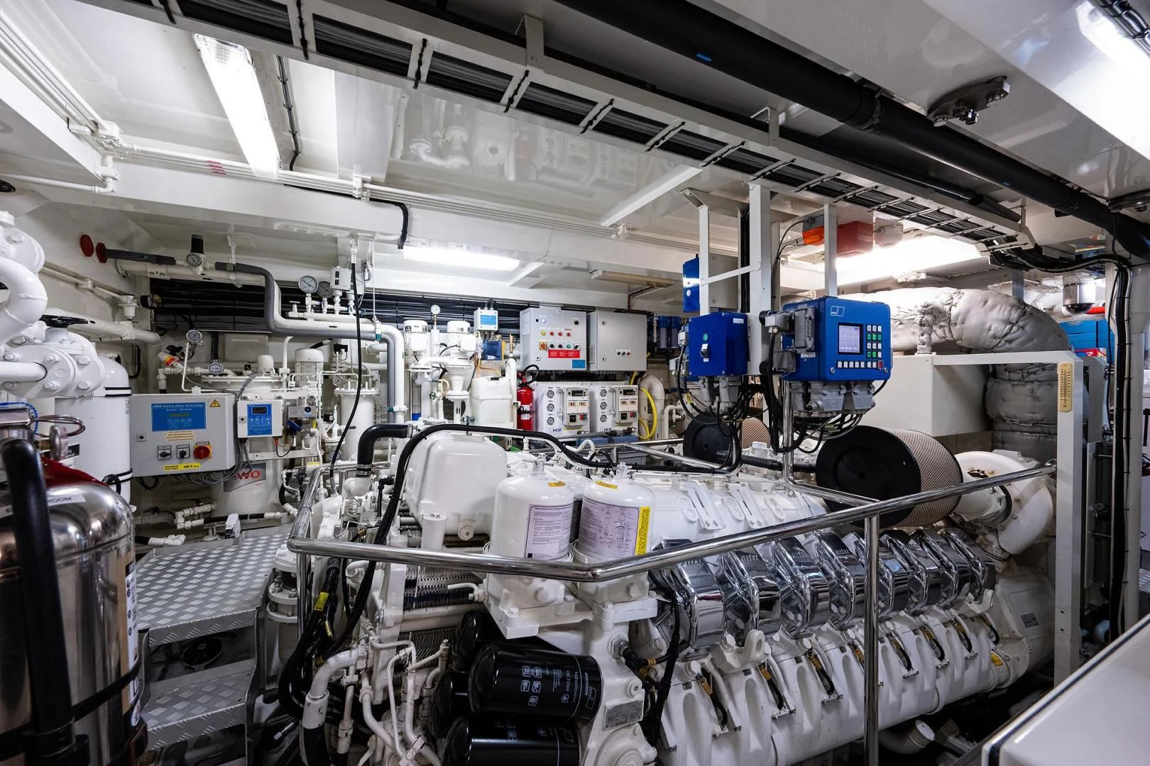 a room with machinery and equipment aboard SHARKFINN Yacht for Sale