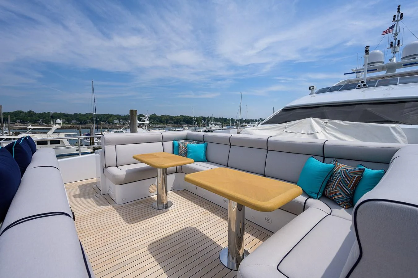 a boat on a deck aboard SHARKFINN Yacht for Sale