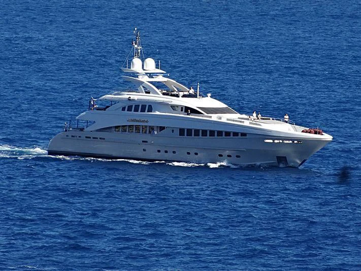 a white yacht in the water aboard SHARKFINN Yacht for Sale