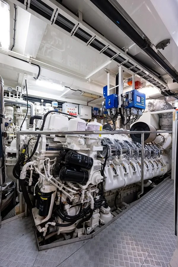 a large machine in a factory aboard SHARKFINN Yacht for Sale